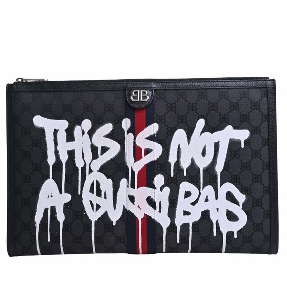 BALENCIAGA Handbags - Balenciaga GUCCI Collaboration Canvas Leather The Hacker Project Clutch Bag S...